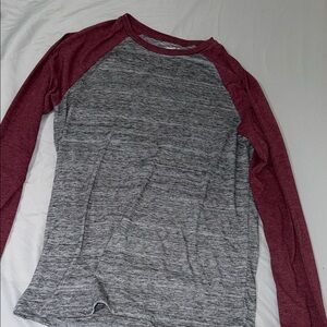 Urban Outfitters Gray and Burgundy Long Sleeve Tee